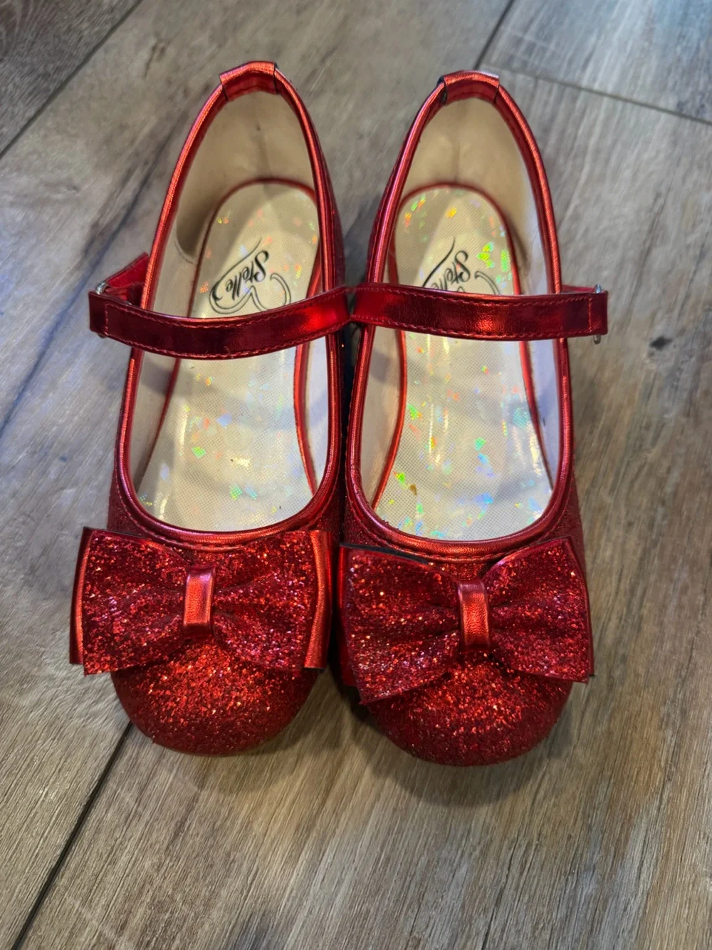 Stelle Girls Glitter Dress Shoe Flower Size 13 in Royal Red - Picture 4 of 8